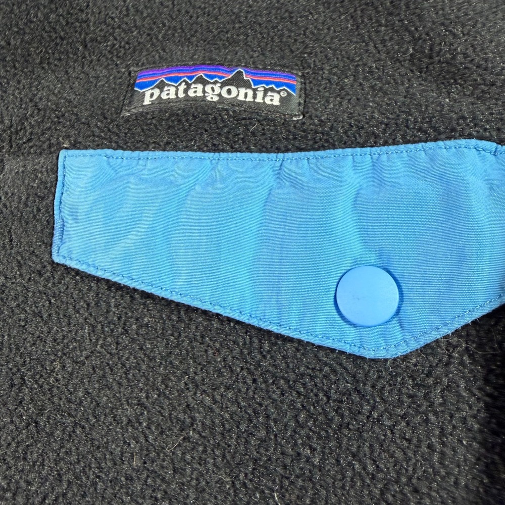 Patagonia Synchilla Snap-T Fleece Pullover Black Blue Trim Womens Small Retro - Picture 12 of 13